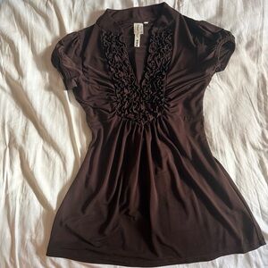 Y2K chocolate brown babydoll top 🤎